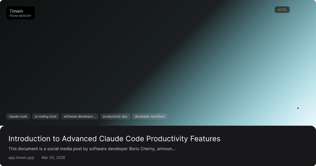 Introduction to Advanced Claude Code Productivity Features | Timeln